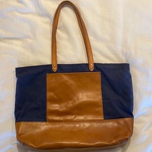 California artisan-made leather and canvas tote by Swing Cash